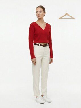 *H&M Divided Red V Neck Cropped Sweater